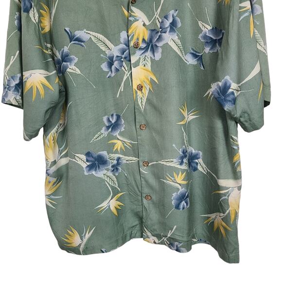 Tommy Bahama Birds of Paradise & Fronds 100% Silk Hawaiian Shirt Beach XL Mens - Picture 6 of 15